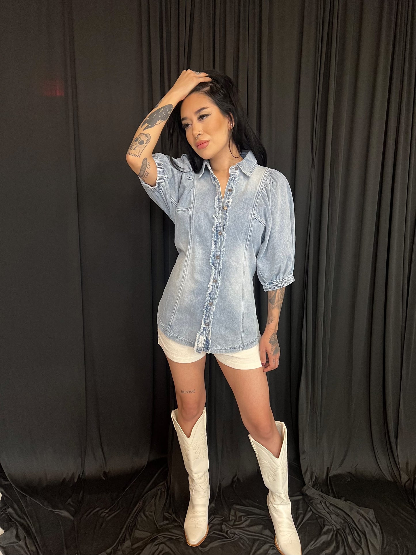 Button Down Denim Top