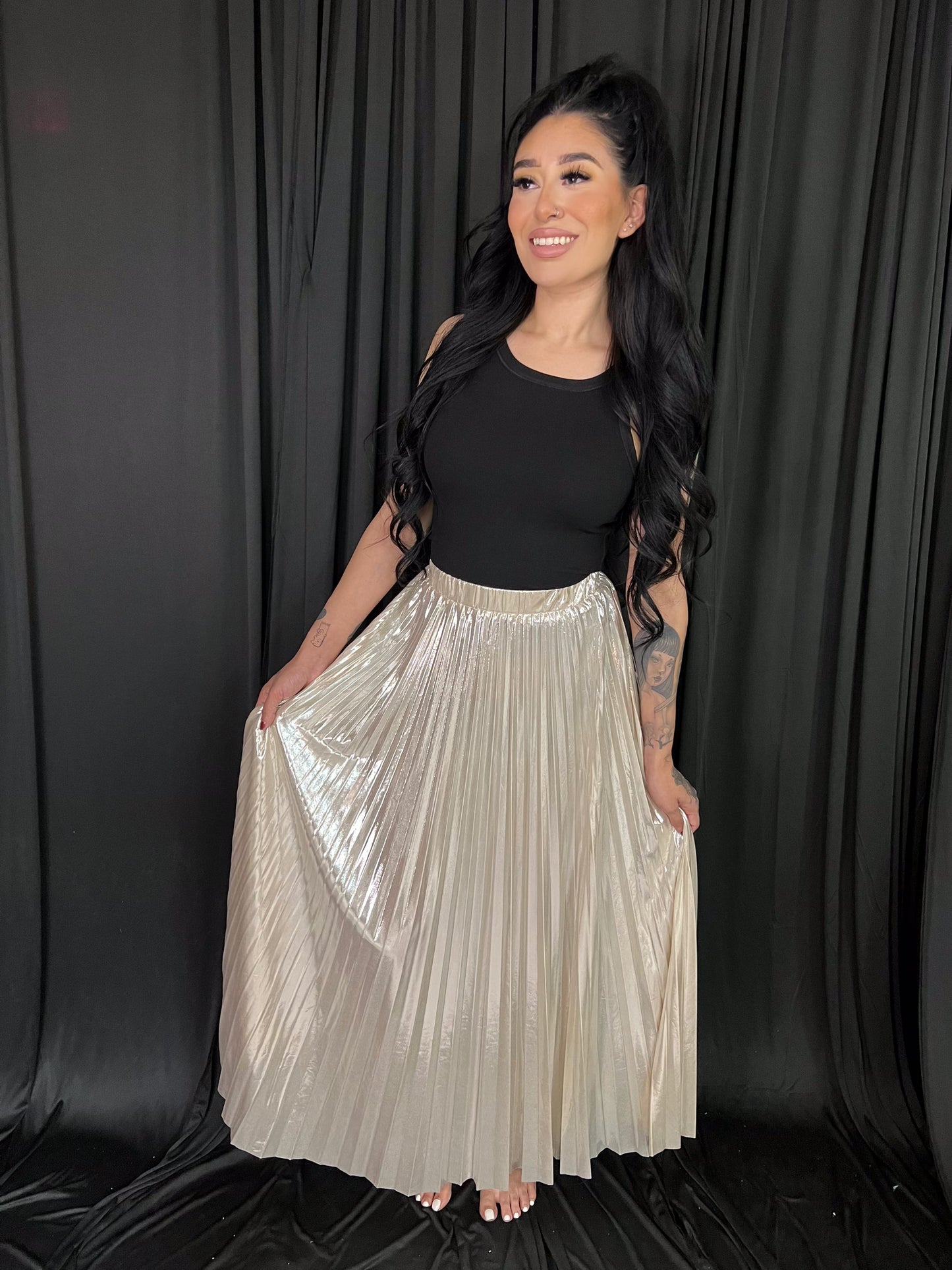 Champagne Pleaded Skirt