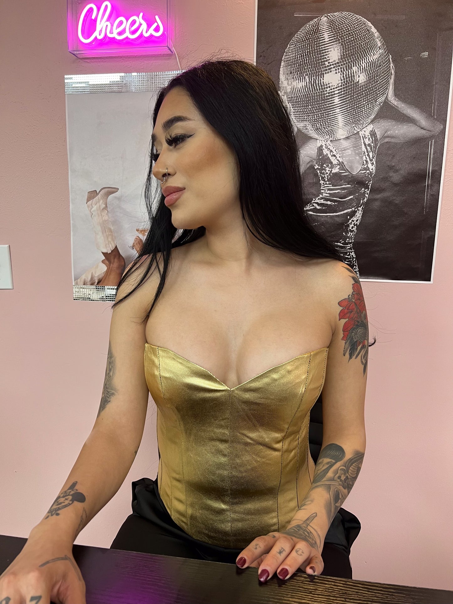 Gold Metallic Corset Top
