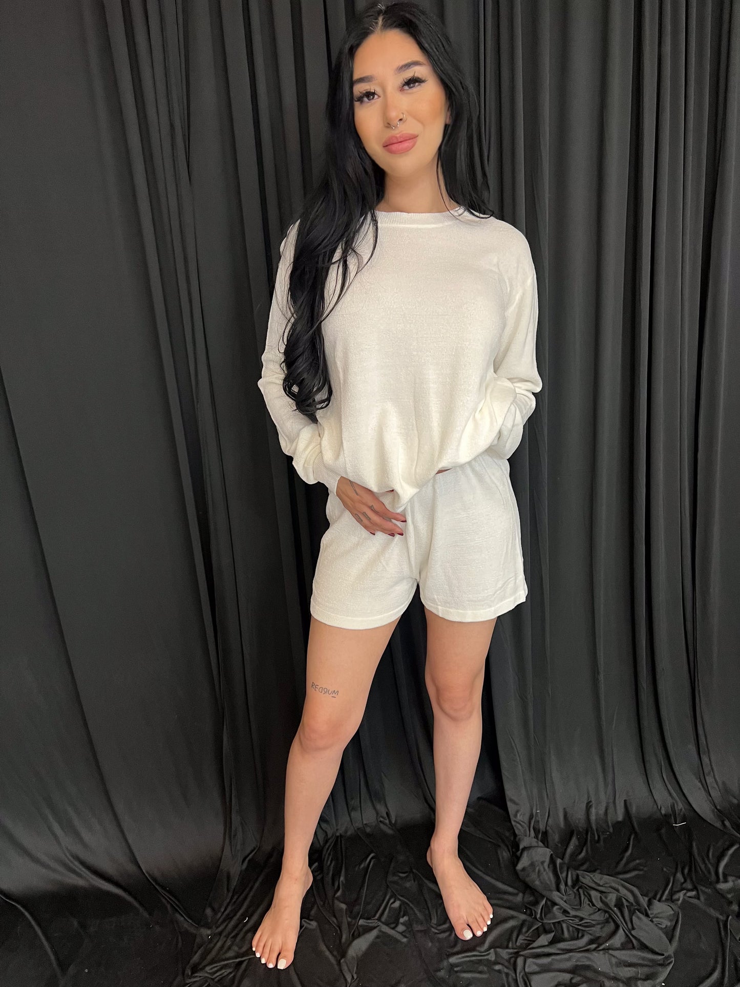 White Plush Knit Crewneck