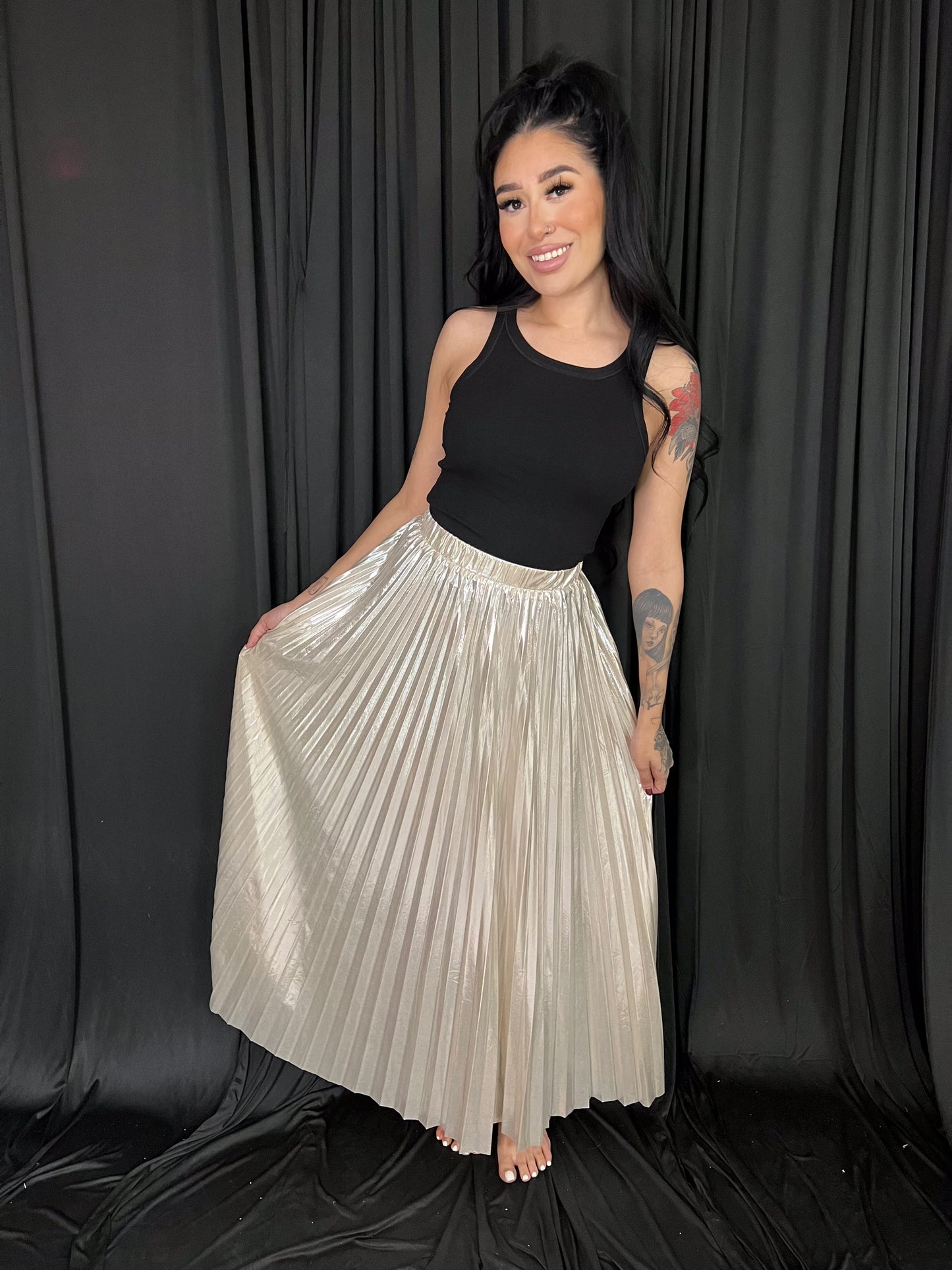 Champagne Pleaded Skirt