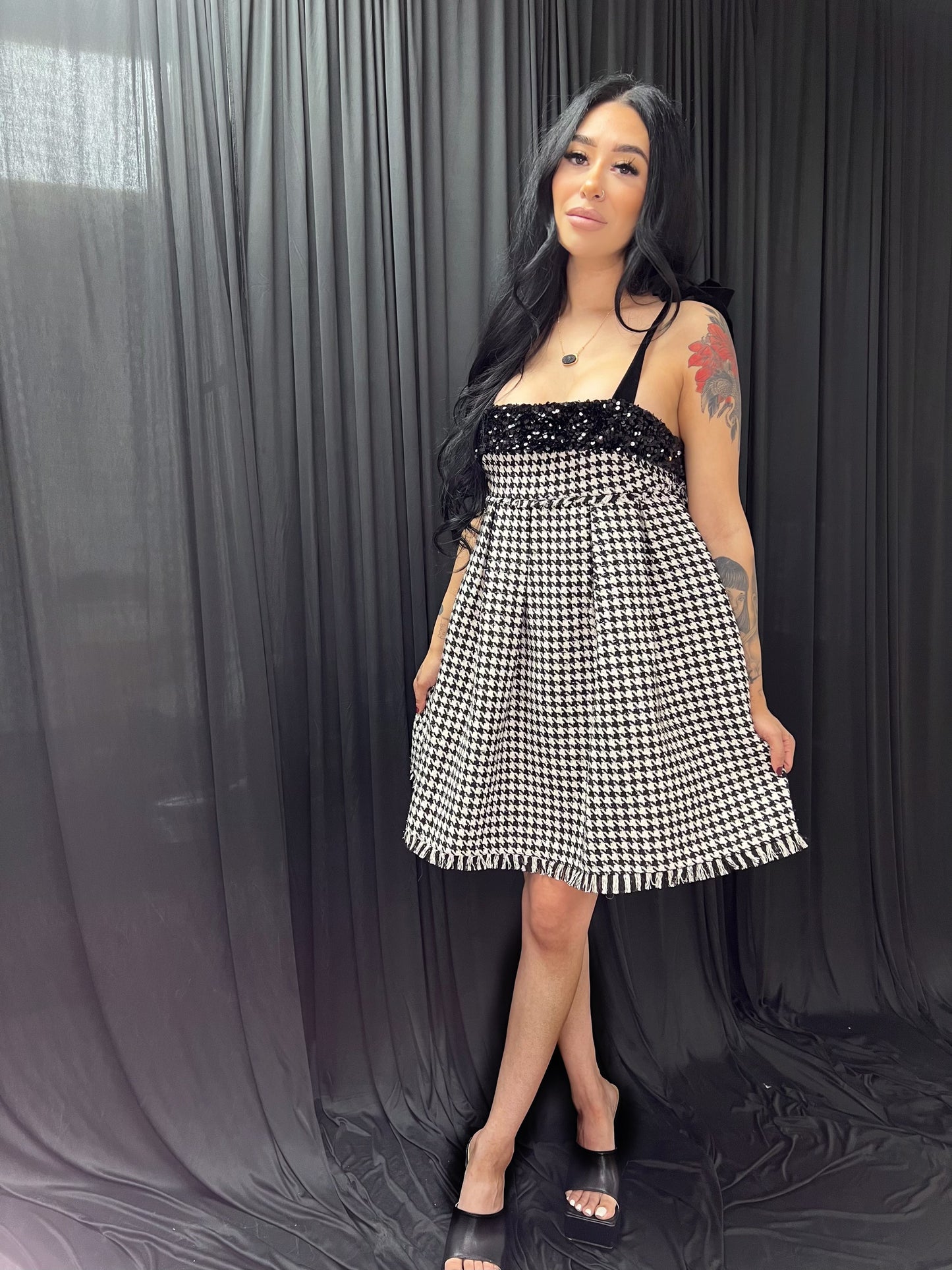 Houndstooth Sequin Dress