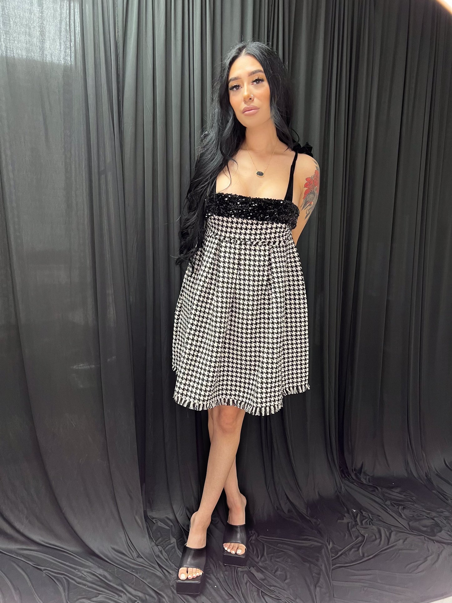 Houndstooth Sequin Dress