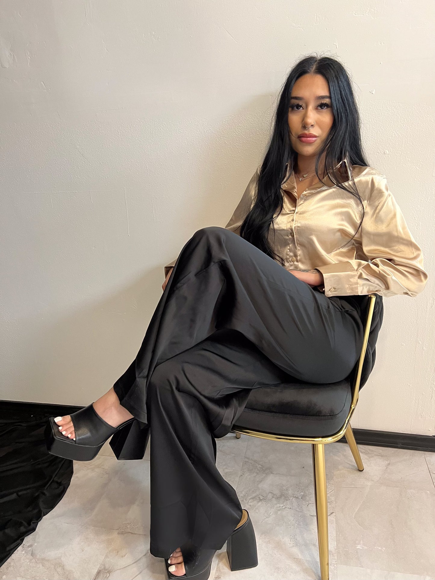 Black Wide Leg Long Pants