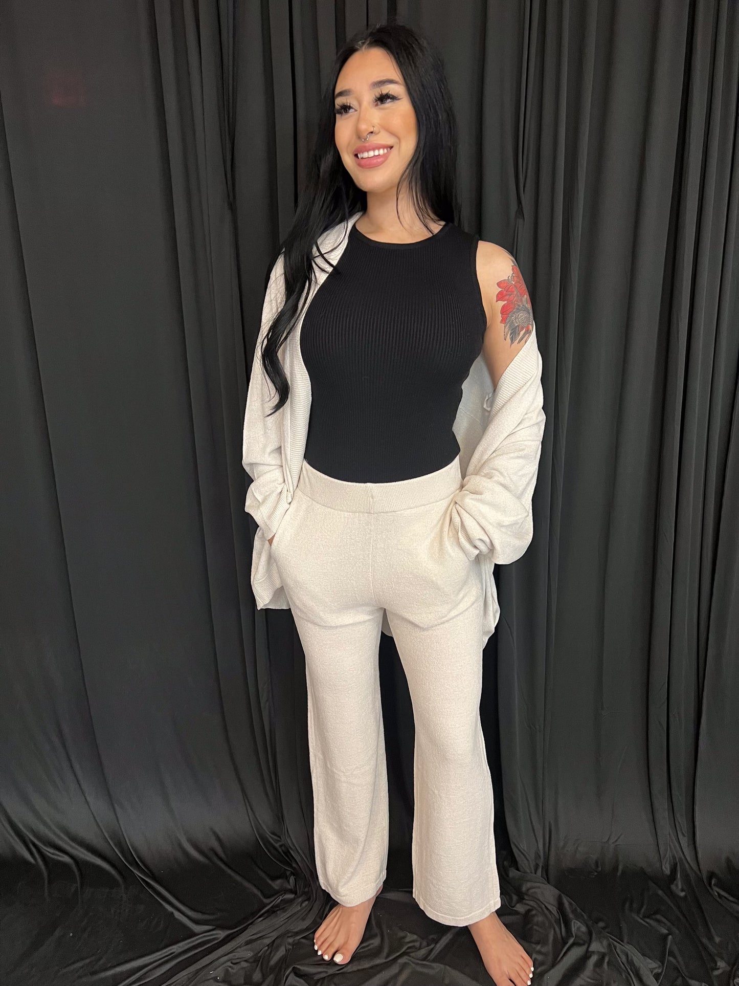 Coconut Cream Plush Knit Cardigan