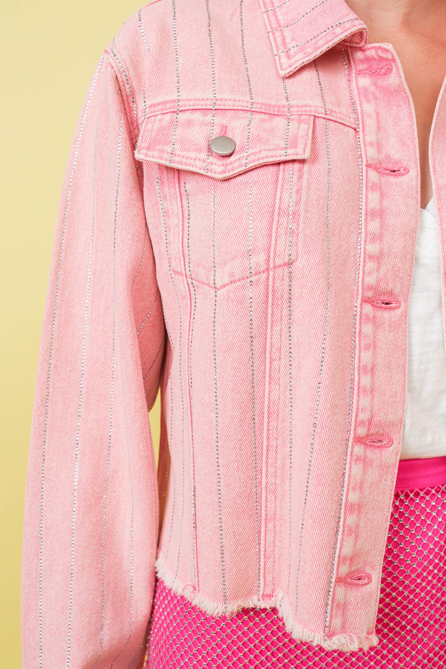 Pink Rhinestone Denim Jacket