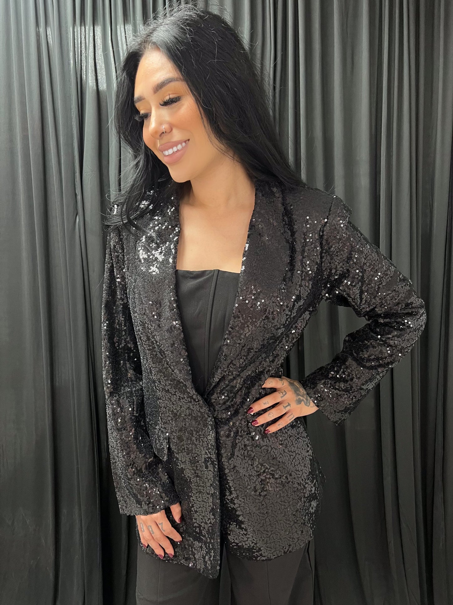 Black Sequin Blazer