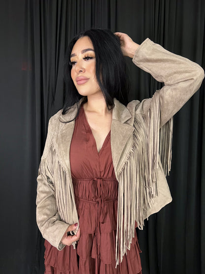 Mocha Fringe Suede Jacket