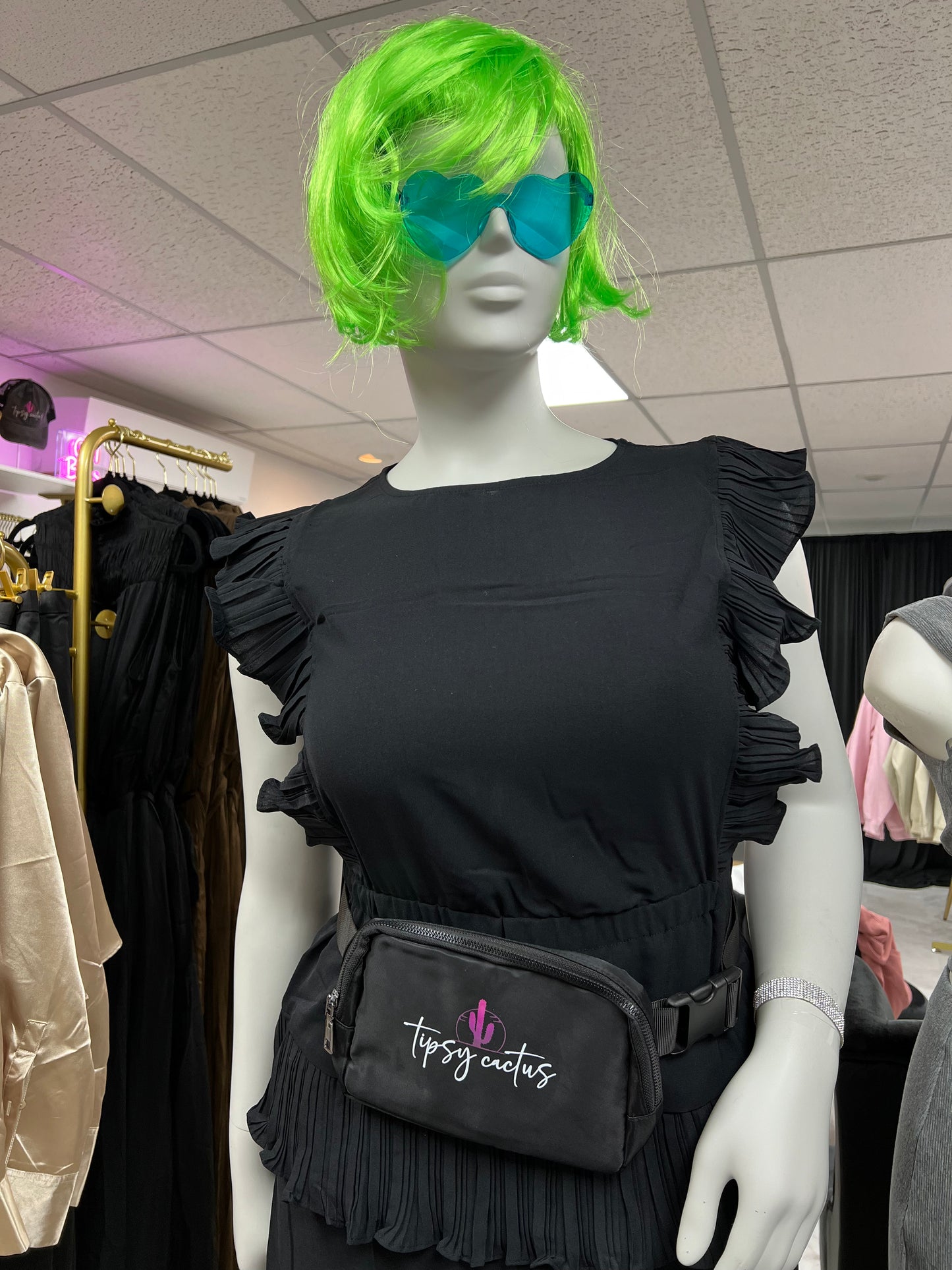 Black Tipsy Cactus Fanny Pack