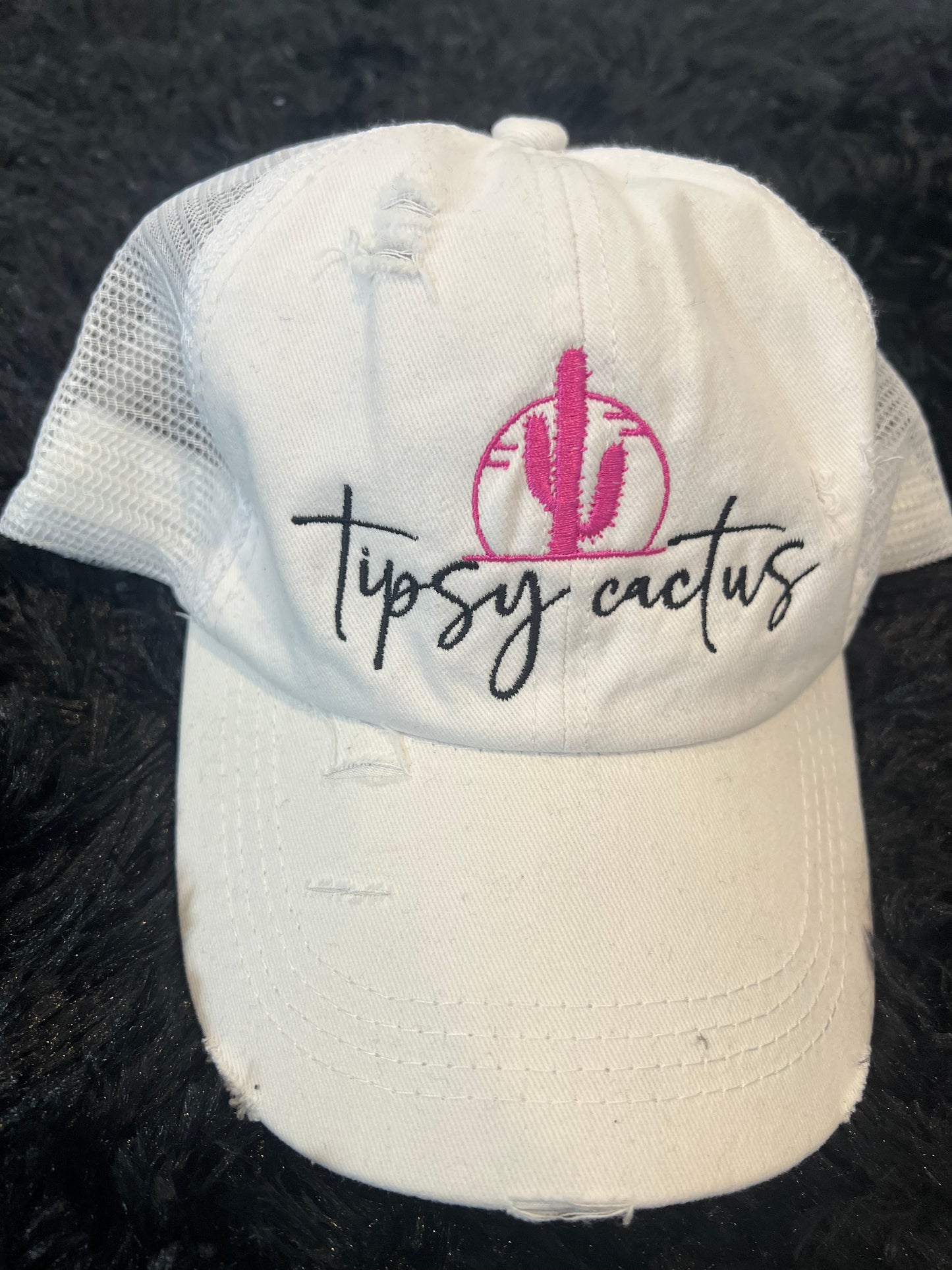 White Tipsy Cactus Baseball Cap