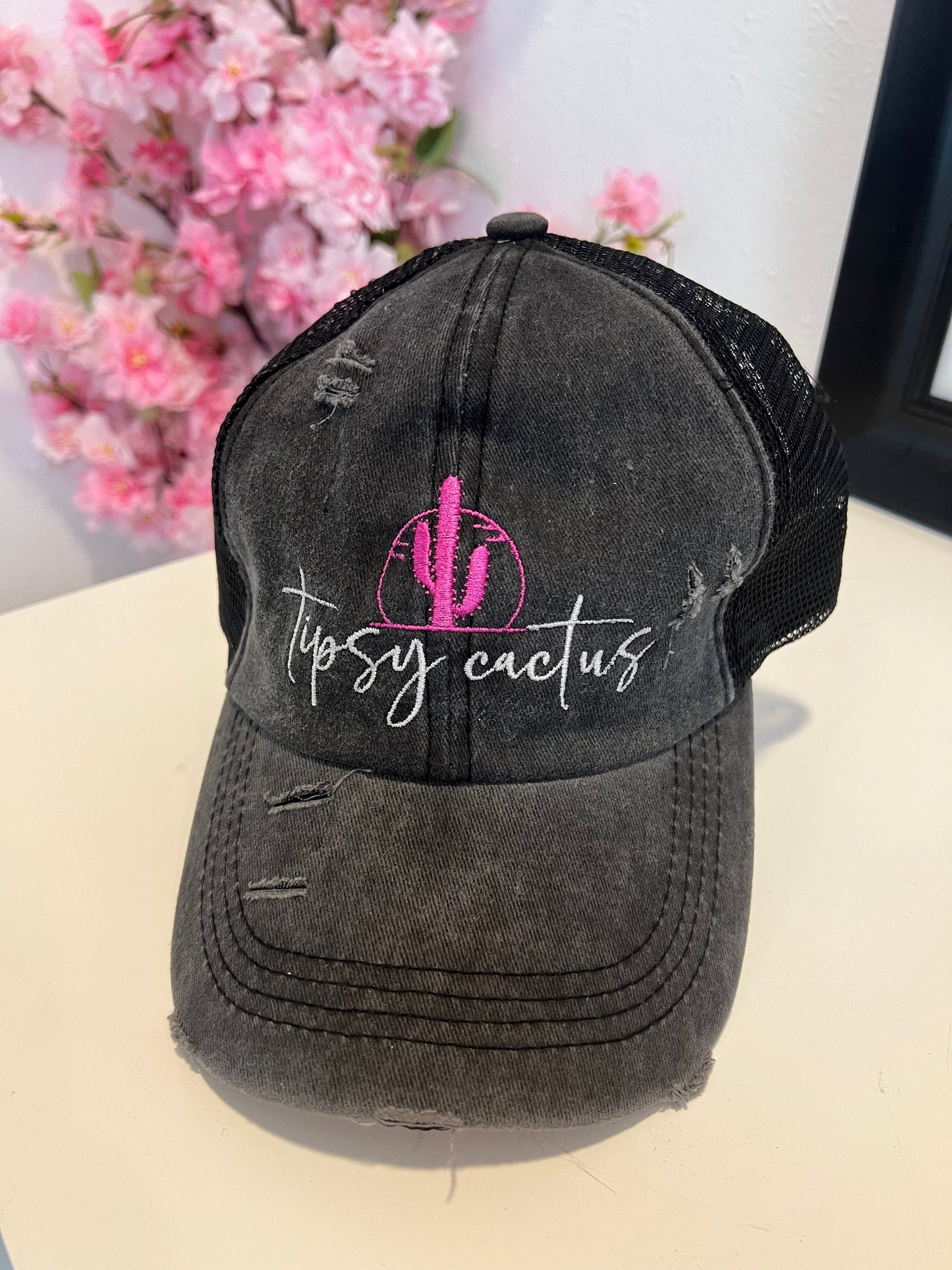 Tipsy Cactus Black Baseball Cap